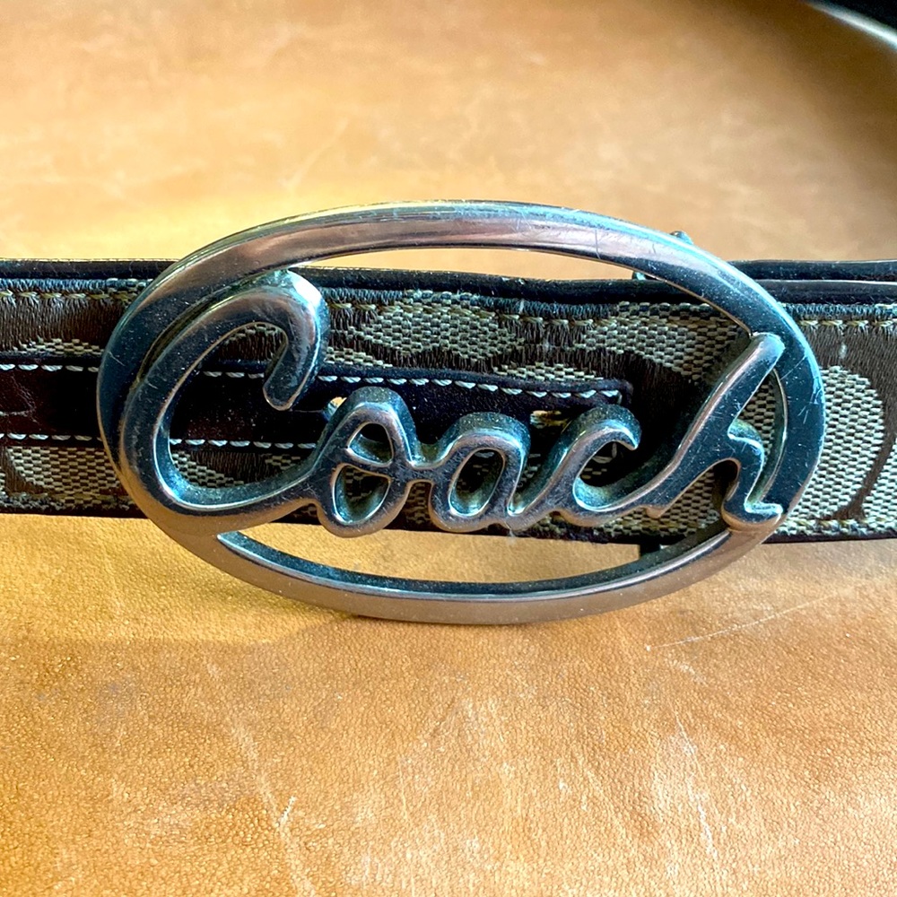 Coach belt with unique buckle